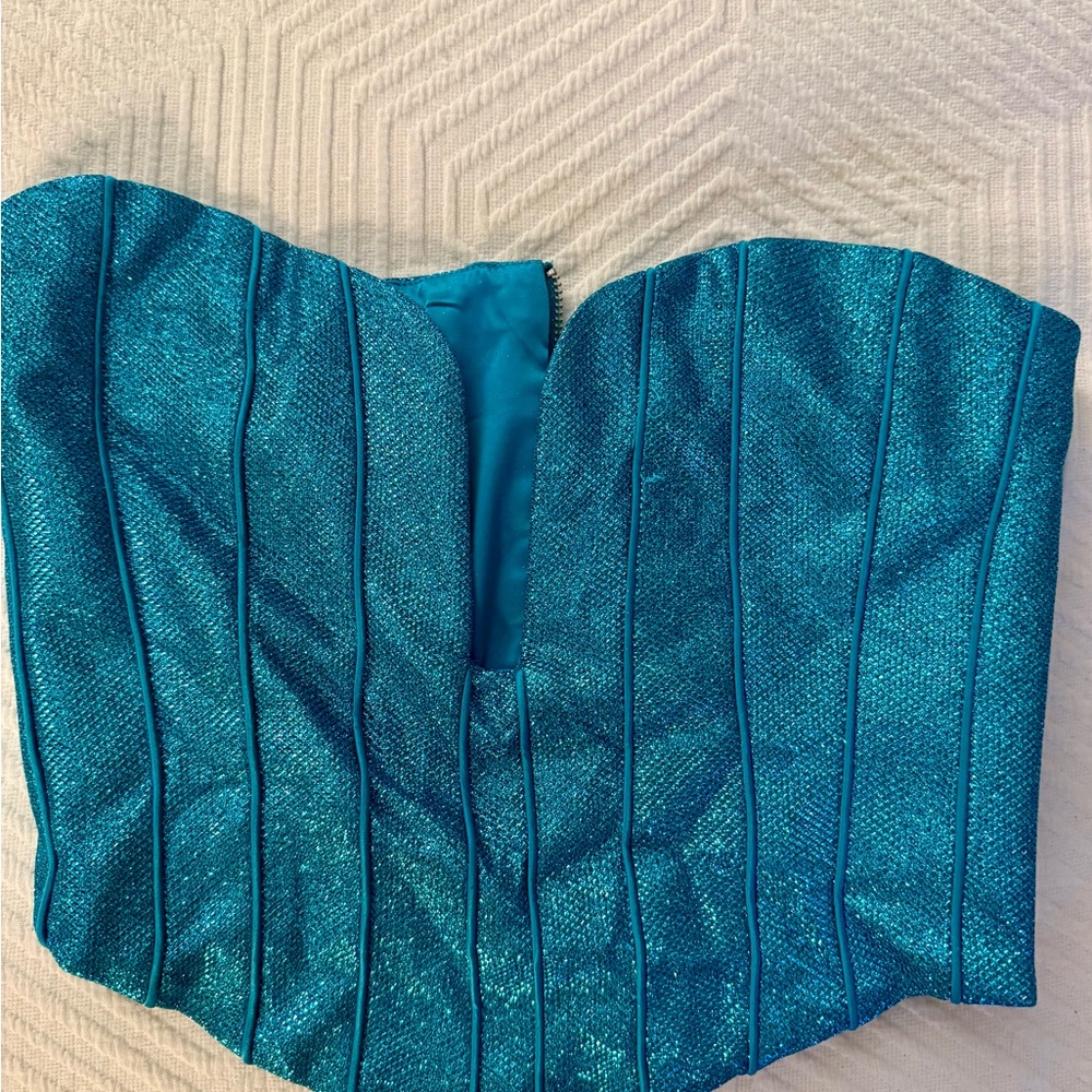 Meshki Blue Strapless Top